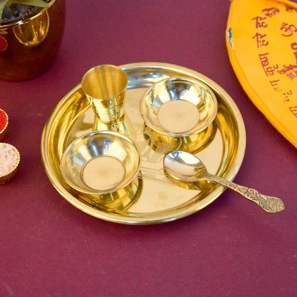 Extra large 6–7 inch Matki embossed Laddu Gopal Bhog Thali Set for offering bhog to Kanha during pooja rituals India’s Largest Pooja Accessories Brand – www.satvikstore.in

