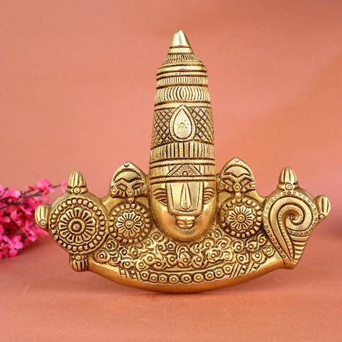 7.9 Inch Brass Tirupati Balaji Maharaj Face Wall Hanging Small