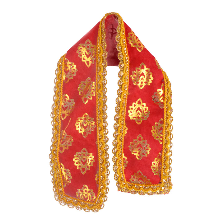 Red and yellow royal Patka or Angvastra, available in 14 and 22 inch sizes, made of soft, traditional fabric, ideal for religious rituals, cultural ceremonies, and temple visits. India’s Largest Pooja Accessories Brand – www.satvikstore.in
