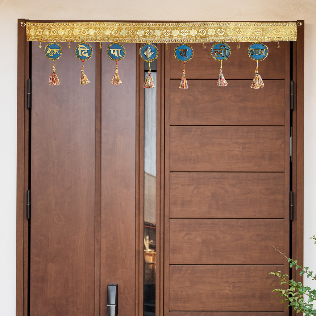 Resin Toran for Door Decoration in Blue – Handcrafted decorative toran made of durable resin with elegant blue accents, ideal for festive and traditional doorway decor. India’s Largest Pooja Accessories Brand – www.satvikstore.in