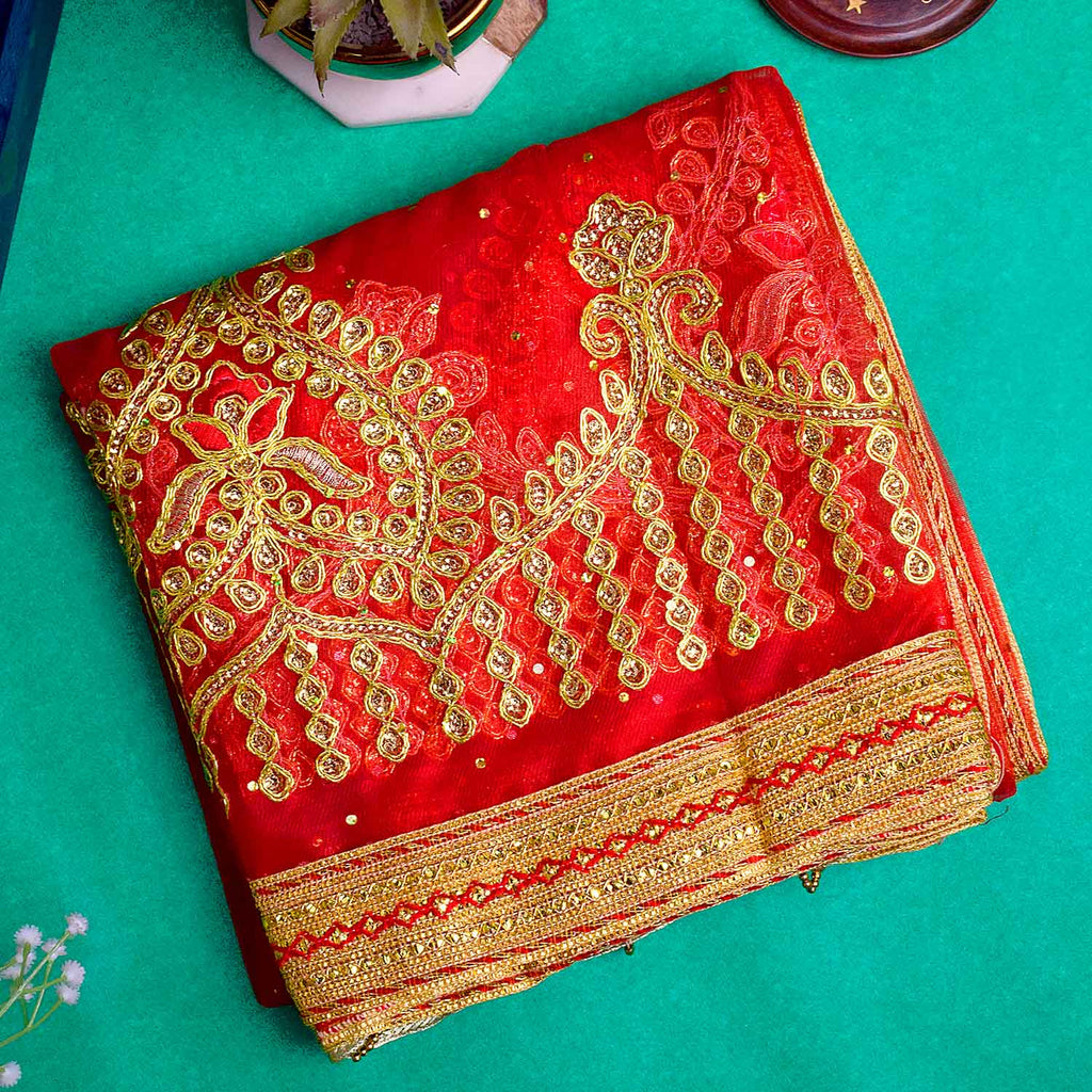 Enhance your puja ceremonies with this exquisite Pink Chunri featuring intricate golden embroidery. Measuring 188 cm (74 inches) in length and 108 cm (43 inches) in height, this elegant cloth is ideal for Devi puja, temple offerings, and altar decorations.

🛍️ Shop now at Satvik Store for authentic spiritual and religious products. 🌸🙏