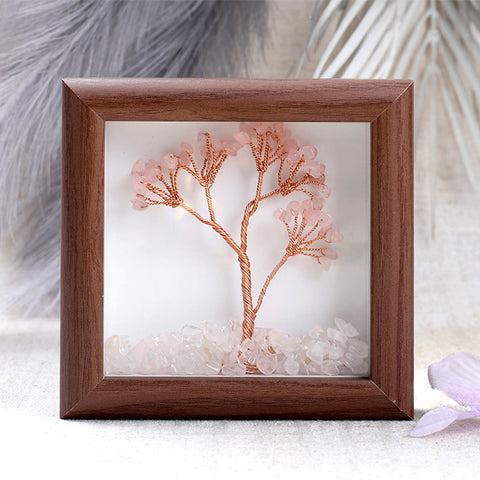 Rose Quartz Tree with Frame