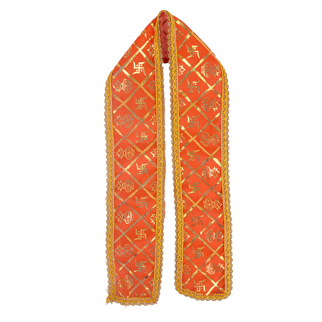 Royal orange Patka or Angvastra, 33 inches in length, made from soft, traditional fabric, perfect for spiritual rituals, temple visits, cultural ceremonies, and devotional wear. India’s Largest Pooja Accessories Brand – www.satvikstore.in