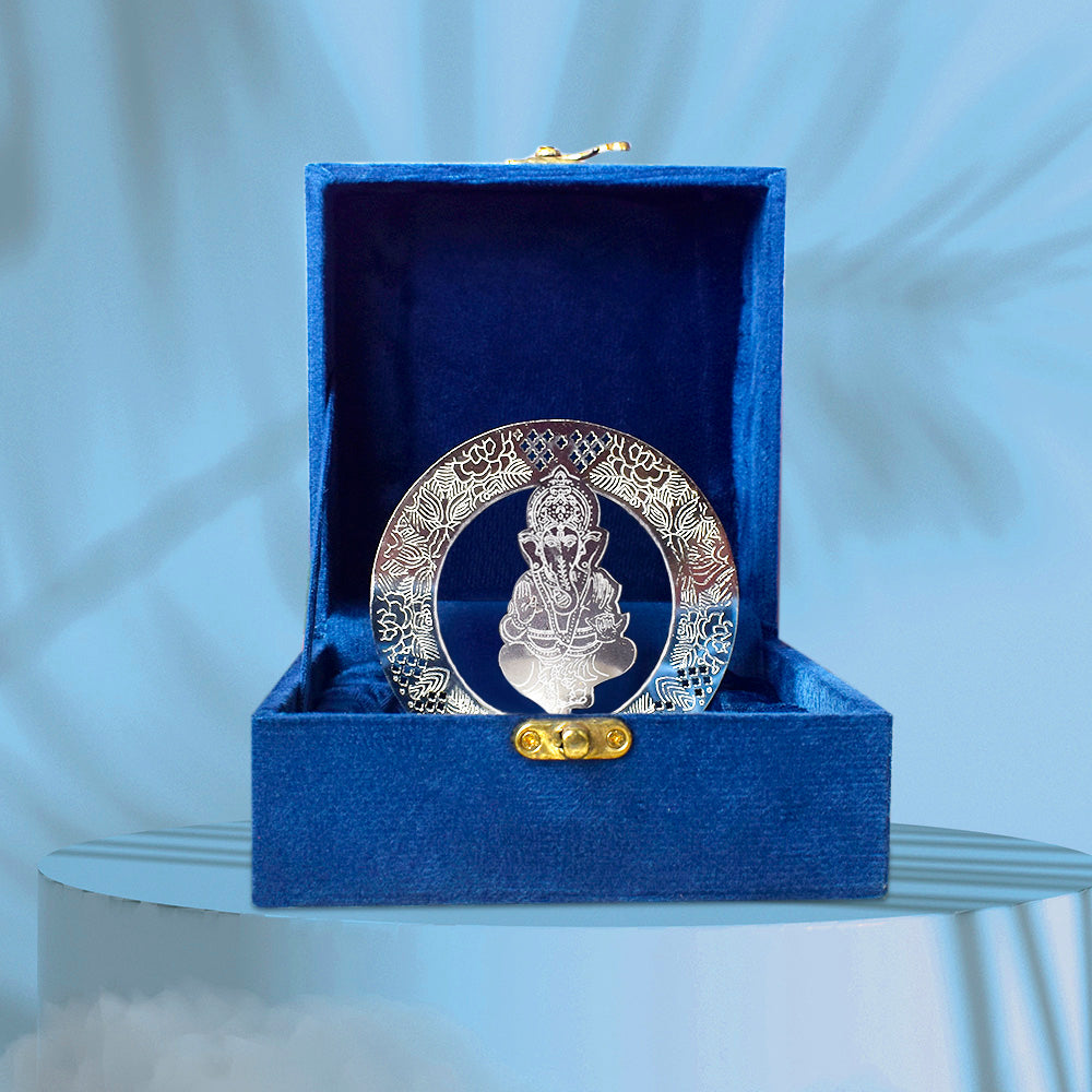 Sacred Silver Ganesh Tea Light Candle Holder – Elegant Metal Decorative Diya for Home, Pooja and Festive Décor. India’s Largest Brass Idols Brand - www.satvikstore.in