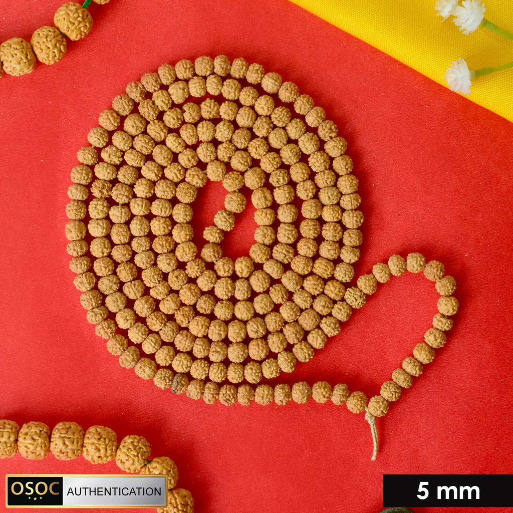 Semi Pathariya Rudraksha Mala with natural brown beads for meditation and spiritual chanting. India’s Premium Rudraksha Jap Mala Store- www.satvikstore.in
