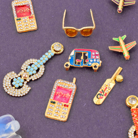 Set of 6 assorted decorative miniature toys designed for Laddu Gopal, ideal for Krishna idol decoration, Janmashtami, and traditional pooja displays. India’s Largest Pooja Accessories Brand – www.satvikstore.in