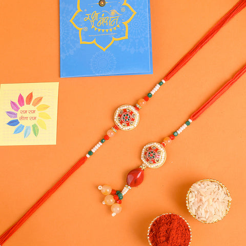 Traditional designer Rakhi set of 2 India’s Largest Brass Idols Brand - www.satvikstore.in