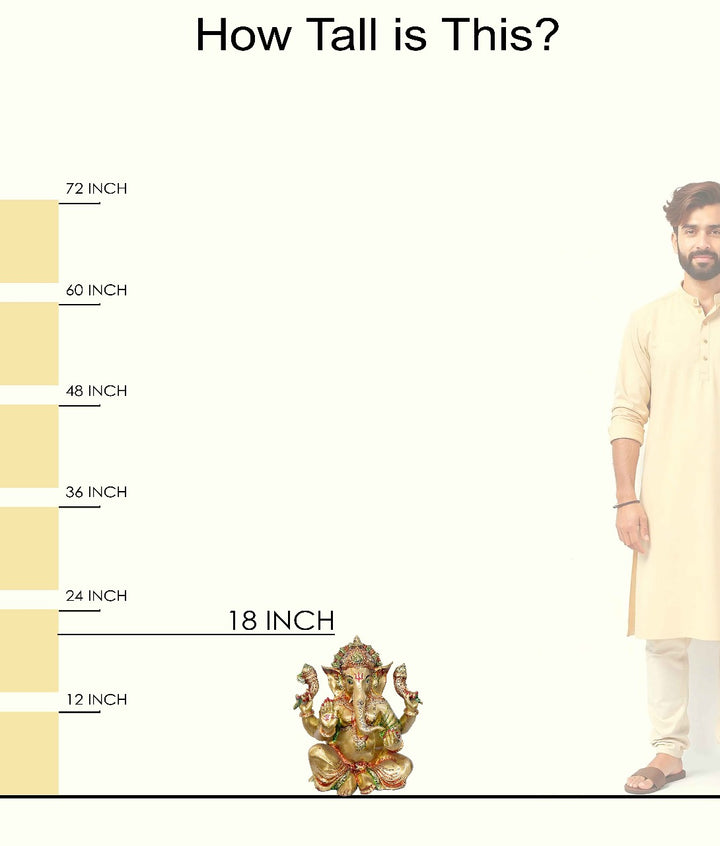 Exquisite Brass Ganpati Idol for Home and Temple | Intricately Designed Large Brass Ganesha Statue for Puja & Decor | Buy Premium Hindu God Idols Online | India's Large Puja Accessories Brand - Satvikstore.in