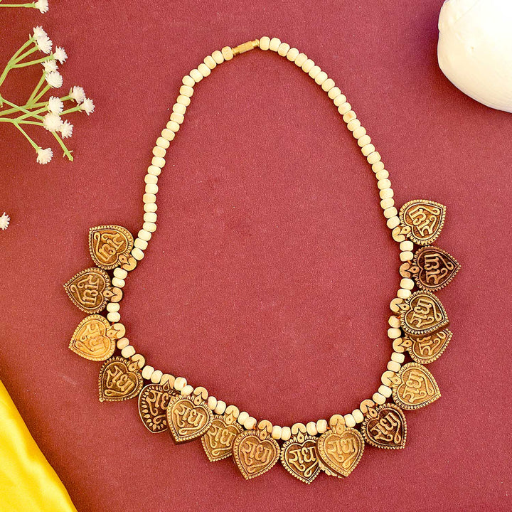 Wooden Mala with Radha Locket – natural wooden beads for chanting, meditation, and spiritual devotion with a beautifully designed Radha pendant for divine love and peace. India’s Largest Brass Idols Brand - www.satvikstore.in
