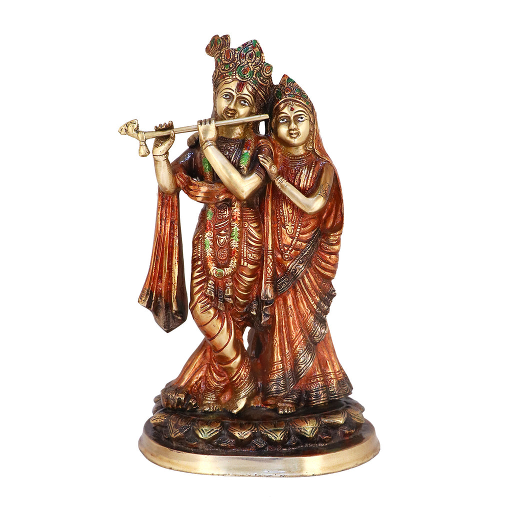 Lord Radha and Krishna Murti with Bansuri(Flute), Radha Krishna&nbsp;Statue made from Virgin Quality Brass for long-lasting use. Handmade product from the Artisanship of India's Craftsman Using Modern Style.