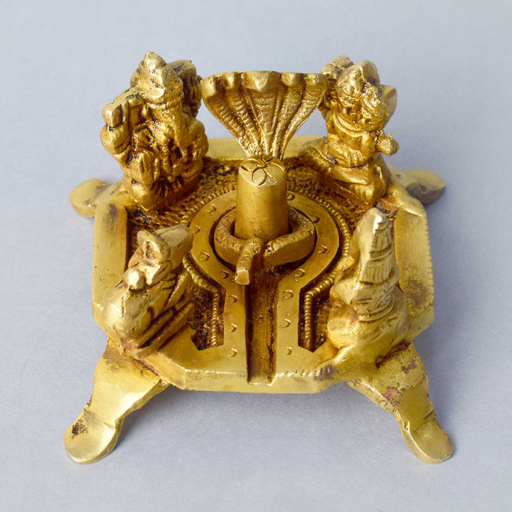2 Inch Divine Brass Shiv Parivaar with Shivling – Miniature Lord Shiva Family Idol for Home Temple, Car Dashboard, and Spiritual Decor. No.1 Brass Idol Store www.satvikstore.in 