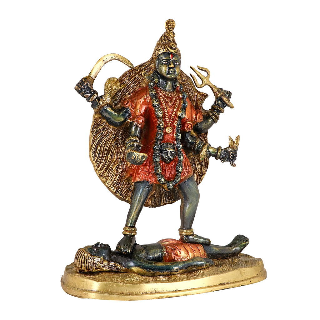 Kali statue idol Pital Mahakaali Mata Murti is symbol of time and change which made from Virgin Quality Brass for long lasting use. Handmade product from the Artisanship of India's Craftsman with Using Modern Style. 