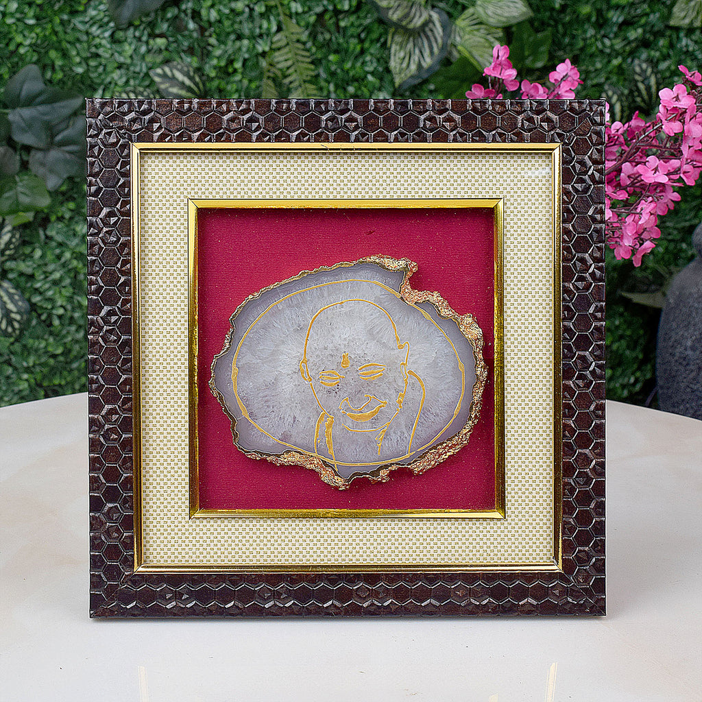 Beautifully crafted wooden photo frame featuring Guruji’s divine image etched on a natural agate stone, radiating spiritual serenity and elegance—ideal for pooja room or sacred decor. India’s Largest Pooja Accessories Brand – www.satvikstore.in 