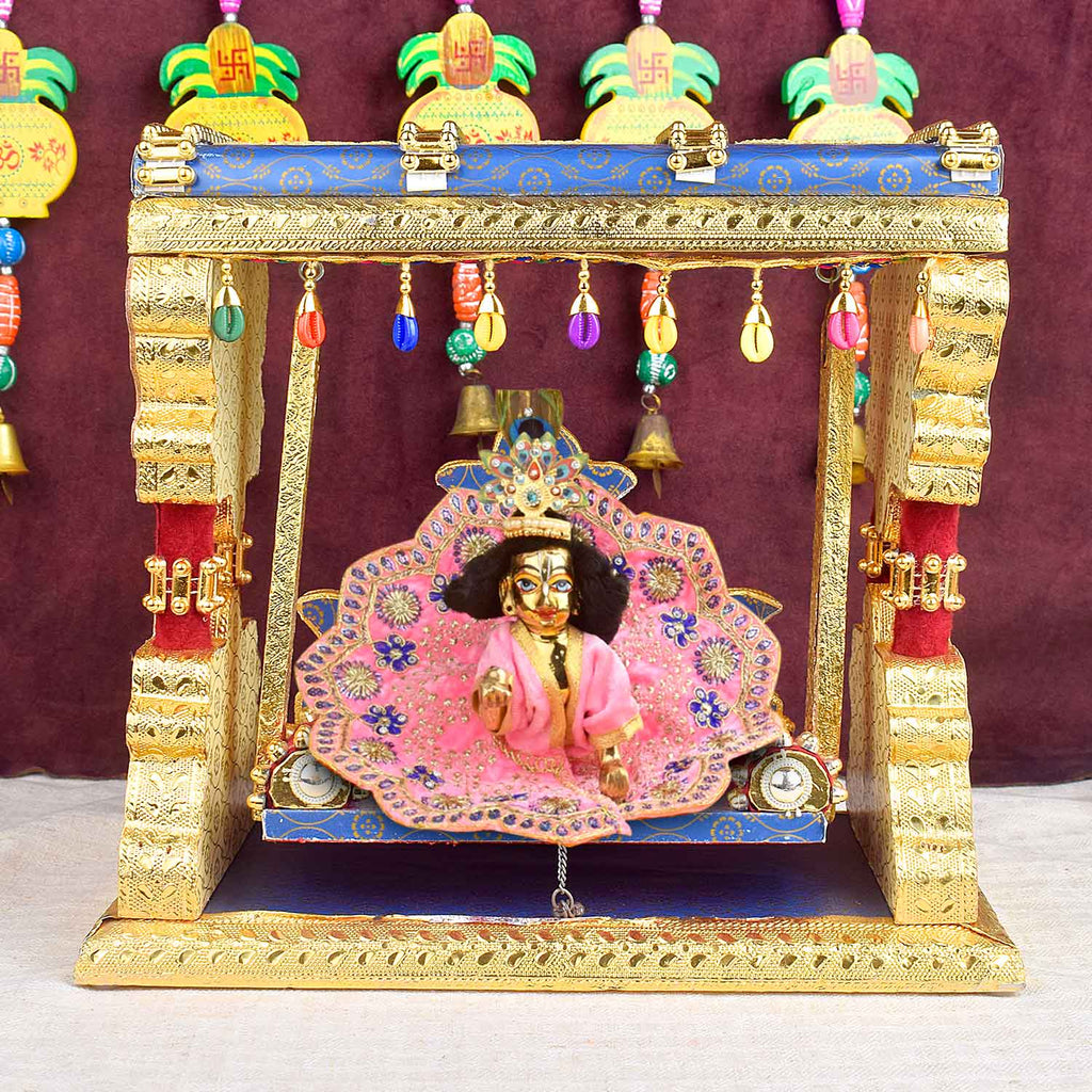 Royal Blue Metal Singhasan Jhula for Laddu Gopal – India’s Largest Pooja Accessories Brand – www.satvikstore.in

