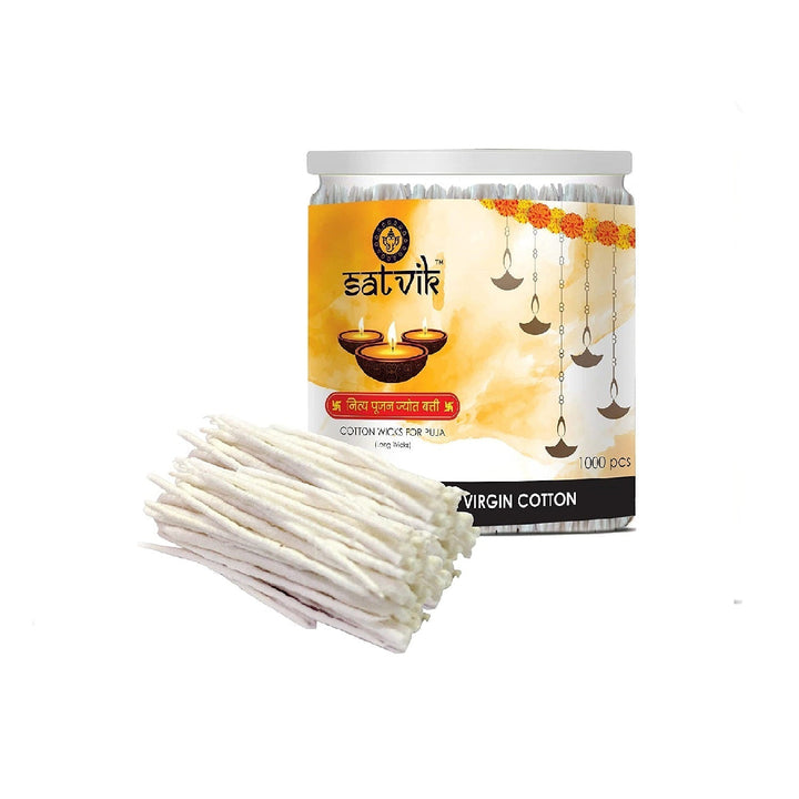 Long Cotton Wicks Jar Pack-1000Pc Puja Store Online Pooja Items Online Puja Samagri Pooja Store near me www.satvikstore.in