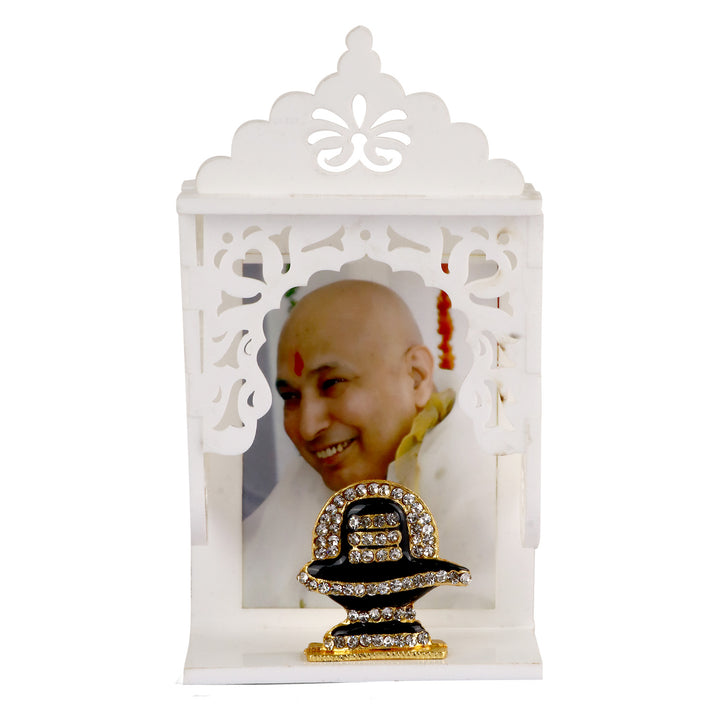Guruji Swaroop and Shiva Lingam car dashboard mandir for spiritual protection, positive energy, and devotional display in vehicles. ndia’s Largest Pooja Accessories Brand – www.satvikstore.in